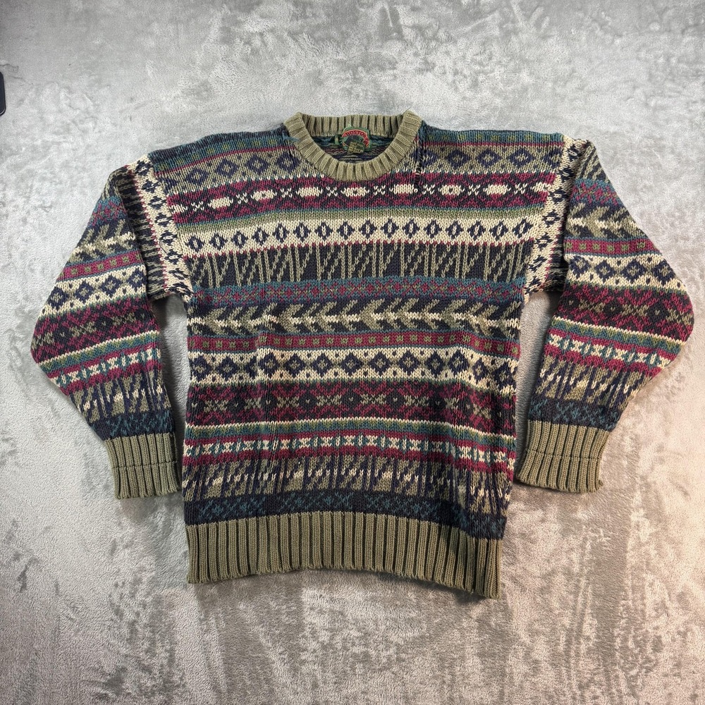 Vintage Boston Traders Sweater Mens Large Multicolor Fair Isle Knit Pullover